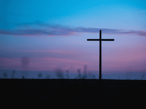 cross, sunset, silhouette