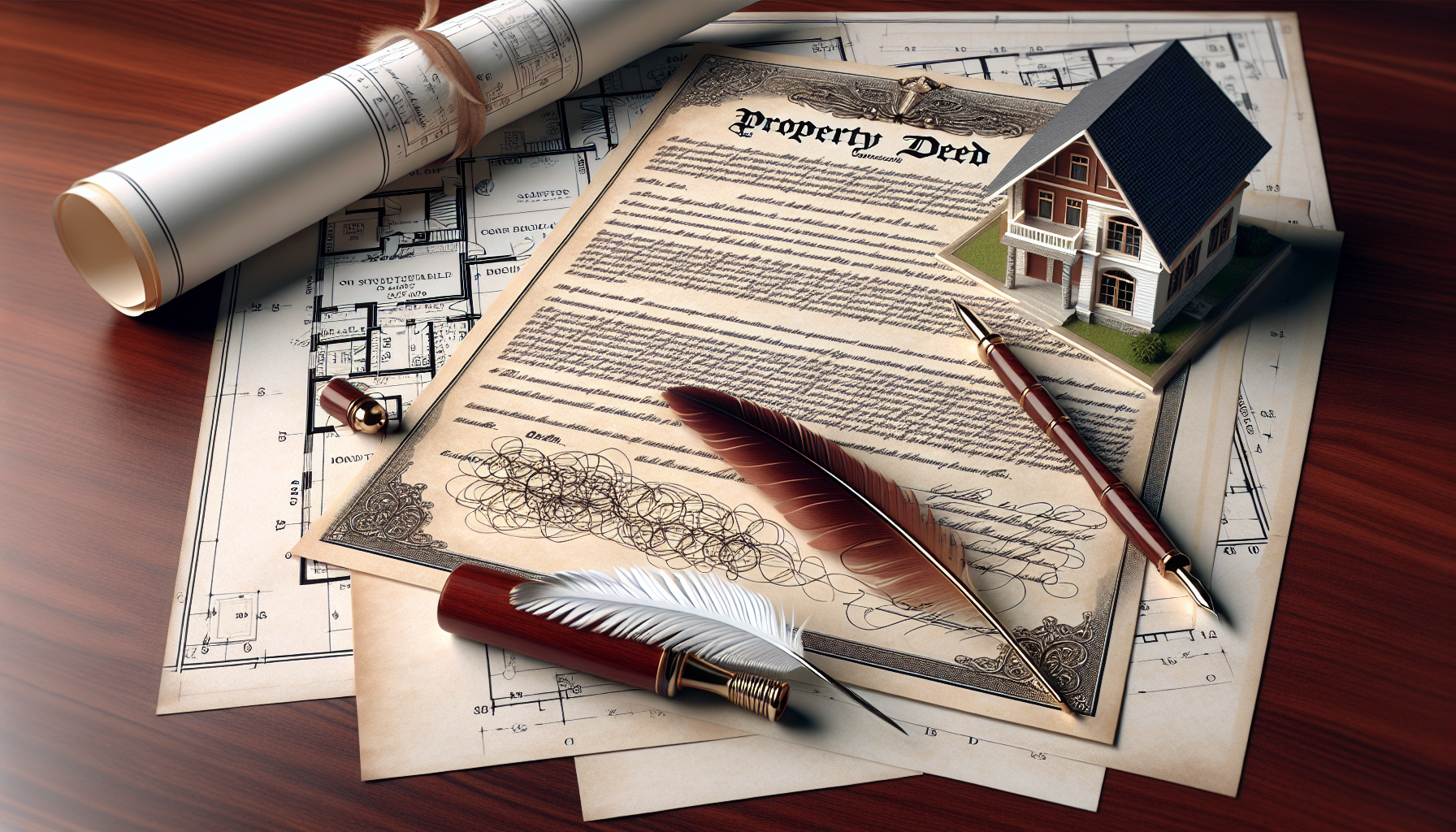 Illustration of a property deed with legal descriptions, showing the importance of property deeds in estate planning