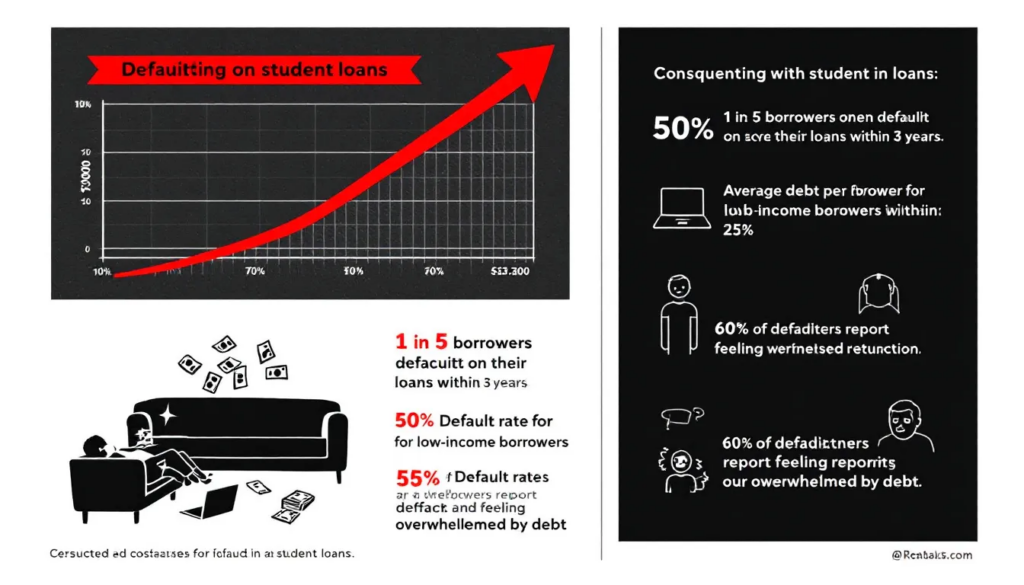 Consequences of defaulting on student loans illustrated.
